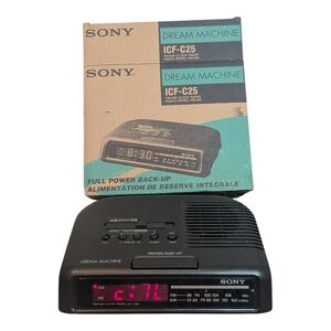 Vintage 90s Sony Dream Machine ICF-C25 FM/AM clock radio w/ Box & Manual